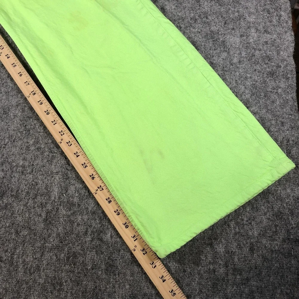 Zara Women's 8 Neon Green The Boogie Pant High Rise Wide Leg Jeans - Picture 5 of 10